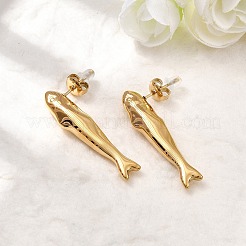 Серьги-гвоздики в форме рыбок из нержавеющей стали 304&nbsp;EJEW-K268-49G