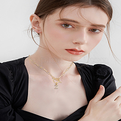 1 шт. цепочка из нержавеющей стали 304 и латунные подвески с буквами из микрофибры и кубическим цирконием&nbsp;NJEW-LP0001-36Z-G