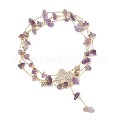 Ожерелья из цепочек ручной работы с натуральным аметистом&nbsp;NJEW-JN05811-01