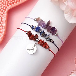 3 pz costellazioni regolabile in nylon intrecciato braccialetti di perline per donne e uomini&nbsp;BJEW-JB11325-10