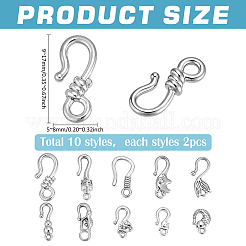 20 шт. 10 стиля S-образных застежек из нержавеющей стали&nbsp;STAS-PH0006-96P