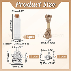 3 шт. стеклянная банка-бутылка контейнеры для бисера&nbsp;AJEW-ME0001-32