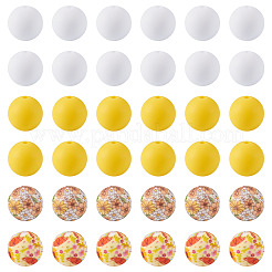 60 Stück 4 Stile Silikonperlen runde Gummiperle 15mm lose Abstandsperlen für DIY-Zubehör Schmuck Schlüsselanhängerherstellung&nbsp;FIND-TA0010-30C