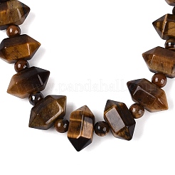 Collares de cuentas redondas y cónicas de ojo de tigre natural&nbsp;NJEW-N064-03D