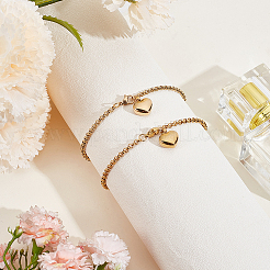 2 bracciale con ciondolo a forma di cuore in acciaio inossidabile antiossidante&nbsp;BJEW-CN0001-23G