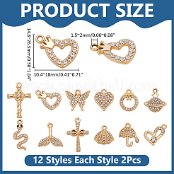 24шт 12 стиля подвески из сплава с кристаллами и стразами&nbsp;FIND-WR0012-69