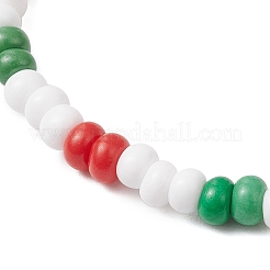 Braccialetti elastici natalizi con semi di vetro e perline di lampwork fatte a mano per le donne&nbsp;BJEW-MZ00197-01