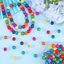 200шт окрашенные бусины из натурального дерева&nbsp;WOOD-GF0002-13B