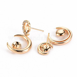 Латунные микро-паве прозрачные серьги-гвоздики из циркония&nbsp;LS-KK-S356-246-NF