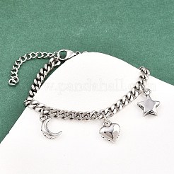 Браслеты с подвесками в виде луны&nbsp;BJEW-C125-11P