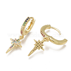 Серьги-кольца из латунного микро-паве кубического циркония (случайный смешанный цвет)&nbsp;EJEW-S201-65