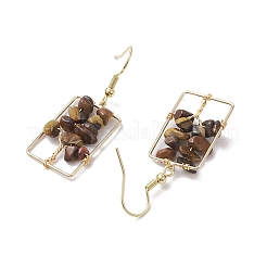 Pendientes colgantes de árbol con chips de ojo de tigre natural&nbsp;EJEW-JE05734-02