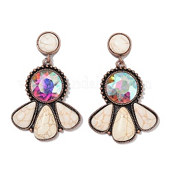 Серьги-гвоздики из сплава синтетической бирюзы&nbsp;LS-EJEW-U053-04A-R