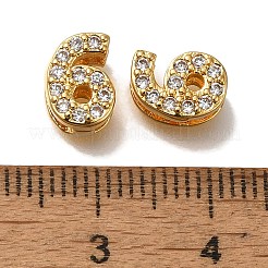 Numero di placcatura in cremagliera in ottone micro pavé zirconi cubici trasparenti ciondoli silde&nbsp;KK-A231-13G