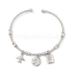 Bracelets à breloques en laiton micro pavé en oxyde de zirconium transparent pour femmes&nbsp;BJEW-Z089-06P