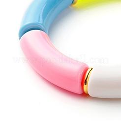 Bracciale elasticizzato con perline acriliche a tubo curvo grosso per donna ragazza&nbsp;BJEW-JB06684-03