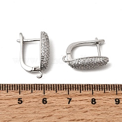 Accesorios para pendientes de aro con micropavé de latón ovalado y circonitas cúbicas transparentes&nbsp;KK-Z154-03P