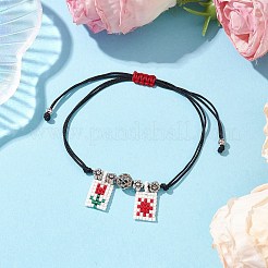 Braccialetti intrecciati con perline in lega e ottone&nbsp;BJEW-MZ00075-05