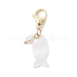 Подвесные украшения из ракушек и культивированного пресноводного жемчуга&nbsp;HJEW-JM04637