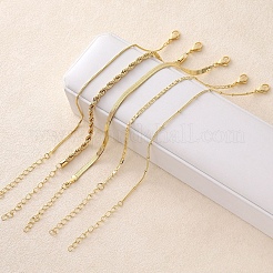 5 шт. набор из 5-х латунных цепочных браслетов для женщин&nbsp;BJEW-D357-01G