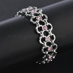 Armbänder aus hellrosafarbenem Edelstahl 304 mit Strass-Schleifenverzierung&nbsp;SA-CBA2696-11P
