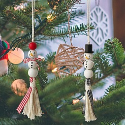 Holz Weihnachten Schneemann Quasten Anhänger Dekorationen&nbsp;PW-WG21DA5-01