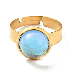 Anillo ajustable de vidrio plano redondo k9&nbsp;RJEW-G253-01A-G