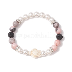 Braccialetti elasticizzati con perline rotonde da 8 mm e perle di conchiglia&nbsp;BJEW-JB10317