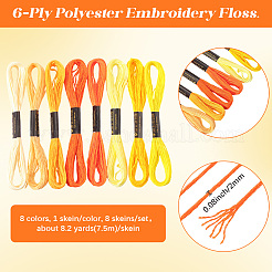 8 моток 8 цвета 6-слойная полиэфирная мулине для вышивания&nbsp;OCOR-CY0002-09G