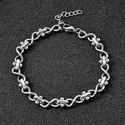 Браслеты-цепочки Infinity Link из нержавеющей стали 304 для женщин&nbsp;BJEW-K226-14B-P