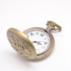 Tondo scolpito quarzo lega drago piatto vecchio vigilanza teste pendenti per fare collana orologio da tasca&nbsp;LS-WACH-M109-21