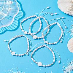 Braccialetto con perline intrecciate con conchiglia naturale e howlite&nbsp;BJEW-JB09779