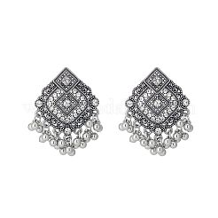 Pendientes de araña de aleación con cristales y rhinestone en forma de rombo para mujer&nbsp;WG50357-02