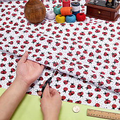 2 m de tissu polyester à motif coccinelle&nbsp;DIY-WH0061-055