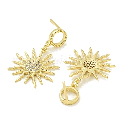 Серьги-гвоздики из прозрачной кубической цирконии в форме солнца&nbsp;EJEW-Q390-02G