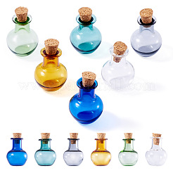 6шт 6 цвета круглые стеклянные пробковые бутылки орнамент&nbsp;AJEW-TA0001-75
