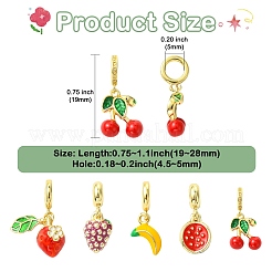 5 шт. 5 стиля латунные эмалевые фрукты европейские подвески-шармы&nbsp;KK-CJ0003-98