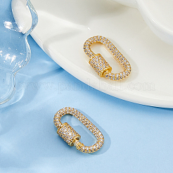 2 breloque en laiton micro pavé de zircone cubique transparente avec mousqueton à vis&nbsp;ZIRC-DC0001-38G