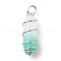 Pendentifs pointus à double borne en jade blanc vert naturel&nbsp;PALLOY-JF01686-07