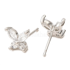 Orecchini a bottone in ottone platino farfalla&nbsp;EJEW-L270-07P