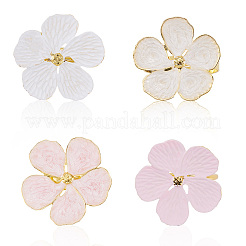 4 шт. 4-х цветные эмалевые кольца для салфеток из сплава с цветочным узором AJEW-GF0011-11