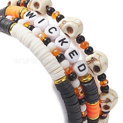 Set di braccialetti elastici da surfista heishi in argilla polimerica 4 pz 4&nbsp;BJEW-TA00254