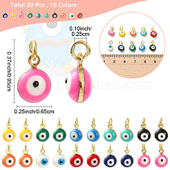 20 Stück 10 Farben Messing Emaille Charms&nbsp;KK-YW0004-69