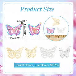 48 шт. 3-х цветные ионно-покрытые (IP) филигранные подвески из нержавеющей стали 304&nbsp;STAS-HY0001-35