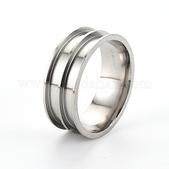 Núcleo de anillo de acero inoxidable 201 resistente al deslustre en blanco para fabricación de joyas con incrustaciones&nbsp;RJEW-ZX002-05-9