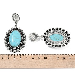 Серьги-гвоздики из сплава синтетической бирюзы&nbsp;EJEW-U053-01AS