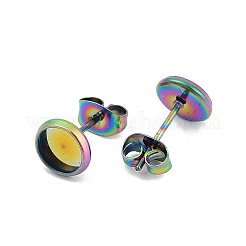 Montature per orecchini a bottone in acciaio inossidabile 304 piatto e rotondo con placcatura ionica (IP)&nbsp;STAS-I323-4mm-RC