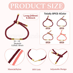 8шт 4-цветный плетеный нейлоновый шнур для изготовления браслета&nbsp;MAK-TA0001-29