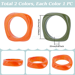 2шт. двухцветные акриловые браслеты&nbsp;BJEW-UN0001-81B