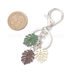 Брелки с подвеской из сплава с тропическими листьями&nbsp;KEYC-JKC01270-01
